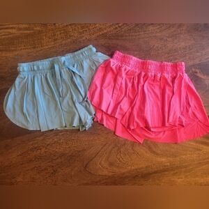 Liberty Kids Pleated Shorts - Light Blue and Coral